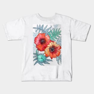 Shiny Poppy Watercolor Painting Kids T-Shirt